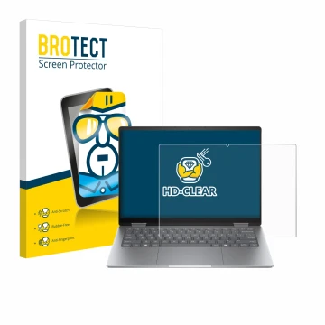 Parte frontale di una confezione del prodotto con il logo del marchio BROTECT. Accanto è raffigurato il dispositivo HP Envy x3