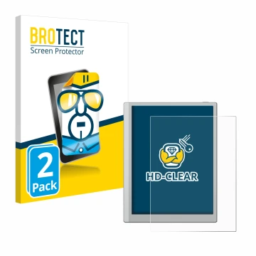 Parte frontale di una confezione del prodotto con il logo del marchio BROTECT. Accanto è raffigurato il dispositivo Boox Go 10