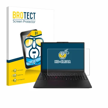 Parte frontale di una confezione del prodotto con il logo del marchio BROTECT. Accanto è raffigurato il dispositivo Lenovo Thi