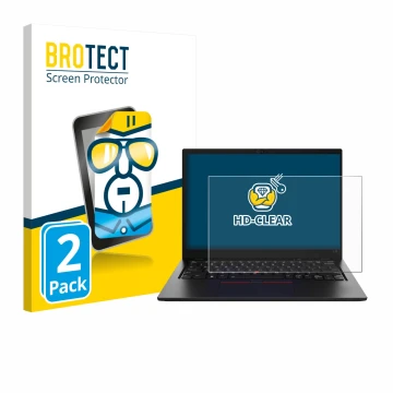 Parte frontale di una confezione del prodotto con il logo del marchio BROTECT. Accanto è raffigurato il dispositivo Lenovo Thi