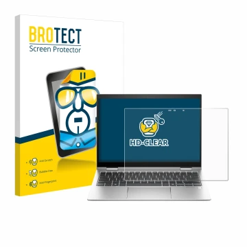 Parte frontale di una confezione del prodotto con il logo del marchio BROTECT. Accanto è raffigurato il dispositivo HP Elite x