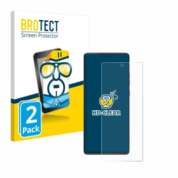 Parte frontale di una confezione del prodotto con il logo del marchio BROTECT. Accanto è raffigurato il dispositivo Motorola M