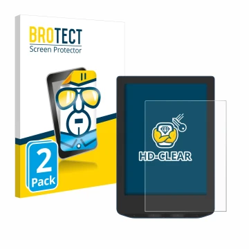 Parte frontale di una confezione del prodotto con il logo del marchio BROTECT. Accanto è raffigurato il dispositivo PocketBook