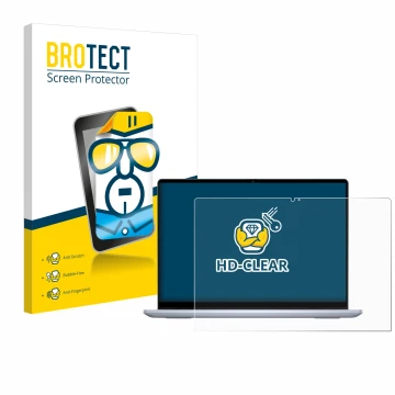 Parte frontale di una confezione del prodotto con il logo del marchio BROTECT. Accanto è raffigurato il dispositivo Dell Inspi