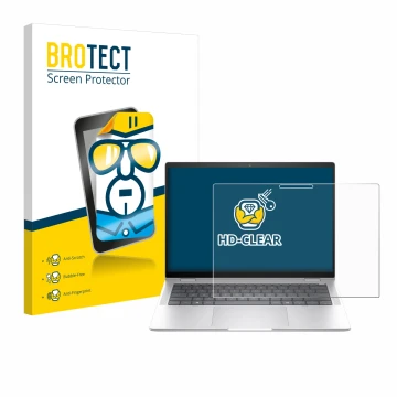 Parte frontale di una confezione del prodotto con il logo del marchio BROTECT. Accanto è raffigurato il dispositivo HP EliteBo