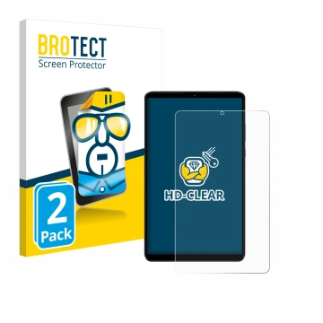 Parte frontale di una confezione del prodotto con il logo del marchio BROTECT. Accanto è raffigurato il dispositivo Xiaomi Red