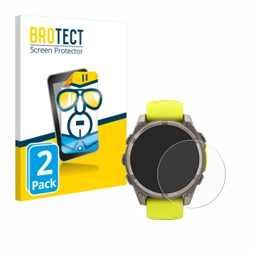 Parte frontale di una confezione del prodotto con il logo del marchio BROTECT. Accanto è raffigurato il dispositivo Garmin Fen