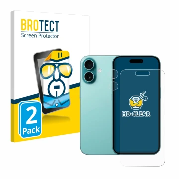 Parte frontale di una confezione del prodotto con il logo del marchio BROTECT. Accanto è raffigurato il dispositivo Apple iPho