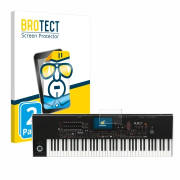 Parte frontale di una confezione del prodotto con il logo del marchio BROTECT. Accanto è raffigurato il dispositivo KORG Pa4x 