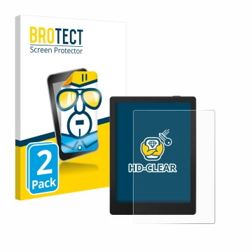 Parte frontale di una confezione del prodotto con il logo del marchio BROTECT. Accanto è raffigurato il dispositivo Boox Go 6 