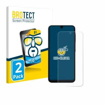 Parte frontale di una confezione del prodotto con il logo del marchio BROTECT. Accanto è raffigurato il dispositivo Samsung Ga