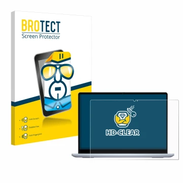 Parte frontale di una confezione del prodotto con il logo del marchio BROTECT. Accanto è raffigurato il dispositivo Dell Inspi