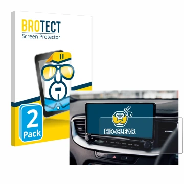 Parte frontale di una confezione del prodotto con il logo del marchio BROTECT. Accanto è raffigurato il dispositivo Kia XCeed 