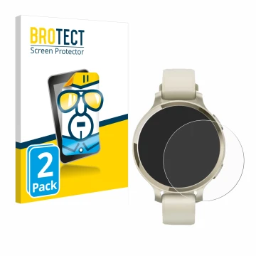 Parte frontale di una confezione del prodotto con il logo del marchio BROTECT. Accanto è raffigurato il dispositivo Garmin Lil