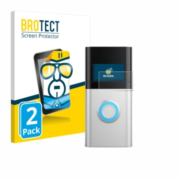Parte frontale di una confezione del prodotto con il logo del marchio BROTECT. Accanto è raffigurato il dispositivo Ring Video