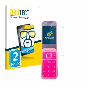 Parte frontale di una confezione del prodotto con il logo del marchio BROTECT. Accanto è raffigurato il dispositivo HMD Barbie