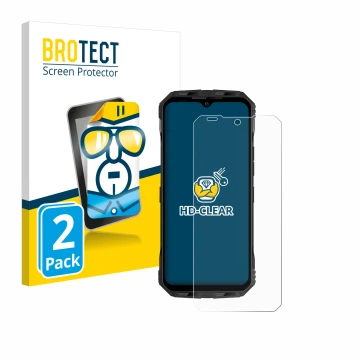 Parte frontale di una confezione del prodotto con il logo del marchio BROTECT. Accanto è raffigurato il dispositivo Doogee V M