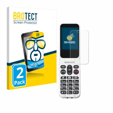 Parte frontale di una confezione del prodotto con il logo del marchio BROTECT. Accanto è raffigurato il dispositivo Doro Leva 