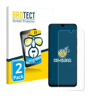 Parte frontale di una confezione del prodotto con il logo del marchio BROTECT. Accanto è raffigurato il dispositivo Xiaomi Red