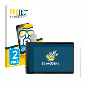 Parte frontale di una confezione del prodotto con il logo del marchio BROTECT. Accanto è raffigurato il dispositivo Garmin Tre