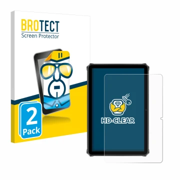 Parte frontale di una confezione del prodotto con il logo del marchio BROTECT. Accanto è raffigurato il dispositivo Oukitel RT