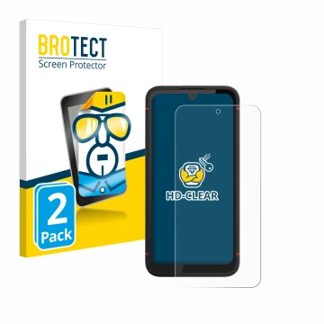 Parte frontale di una confezione del prodotto con il logo del marchio BROTECT. Accanto è raffigurato il dispositivo Volla Phon