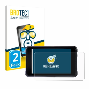 Parte frontale di una confezione del prodotto con il logo del marchio BROTECT. Accanto è raffigurato il dispositivo Atomos Sho