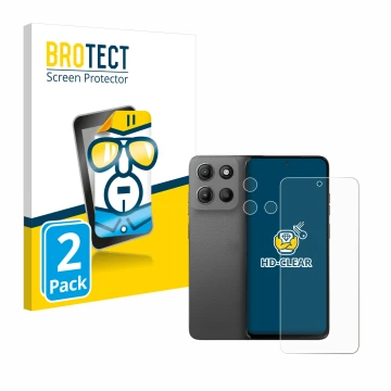 Parte frontale di una confezione del prodotto con il logo del marchio BROTECT. Accanto è raffigurato il dispositivo Motorola M