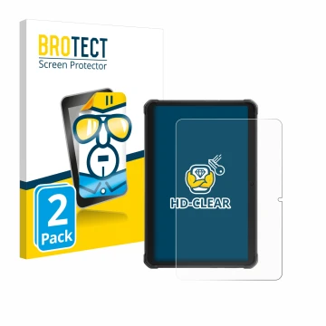 Parte frontale di una confezione del prodotto con il logo del marchio BROTECT. Accanto è raffigurato il dispositivo Hotwav R8 
