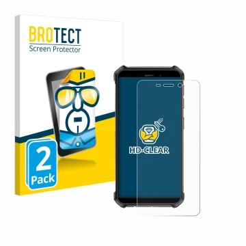 Parte frontale di una confezione del prodotto con il logo del marchio BROTECT. Accanto è raffigurato il dispositivo Ulefone Ar