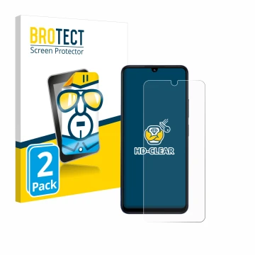 Parte frontale di una confezione del prodotto con il logo del marchio BROTECT. Accanto è raffigurato il dispositivo Xiaomi Red
