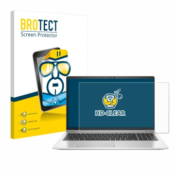 Parte frontale di una confezione del prodotto con il logo del marchio BROTECT. Accanto è raffigurato il dispositivo HP EliteBo
