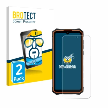 Parte frontale di una confezione del prodotto con il logo del marchio BROTECT. Accanto è raffigurato il dispositivo Hotwav Cyb