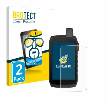 Parte frontale di una confezione del prodotto con il logo del marchio BROTECT. Accanto è raffigurato il dispositivo Garmin Mon