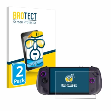 Parte frontale di una confezione del prodotto con il logo del marchio BROTECT. Accanto è raffigurato il dispositivo Lenovo Leg