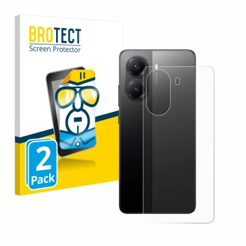Parte frontale di una confezione del prodotto con il logo del marchio BROTECT. Accanto è raffigurato il dispositivo Xiaomi Poc