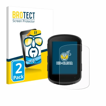 Parte frontale di una confezione del prodotto con il logo del marchio BROTECT. Accanto è raffigurato il dispositivo Garmin Edg