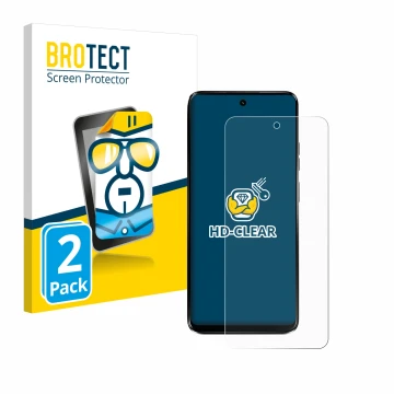 Parte frontale di una confezione del prodotto con il logo del marchio BROTECT. Accanto è raffigurato il dispositivo Motorola M