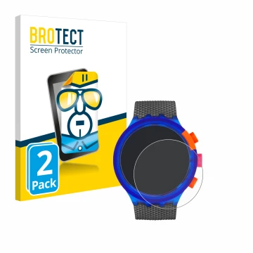 Parte frontale di una confezione del prodotto con il logo del marchio BROTECT. Accanto è raffigurato il dispositivo Swatch Neo