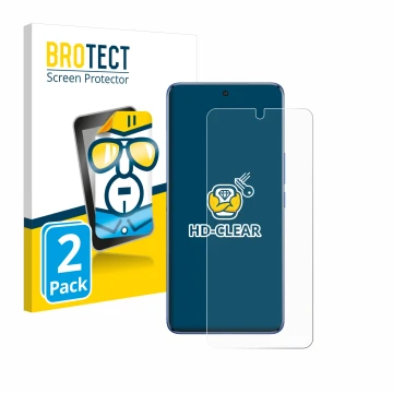Parte frontale di una confezione del prodotto con il logo del marchio BROTECT. Accanto è raffigurato il dispositivo Vivo V50 c