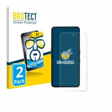 Parte frontale di una confezione del prodotto con il logo del marchio BROTECT. Accanto è raffigurato il dispositivo Nothing Ph