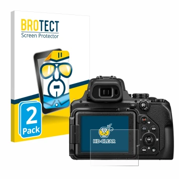 Parte frontale di una confezione del prodotto con il logo del marchio BROTECT. Accanto è raffigurato il dispositivo Nikon Cool