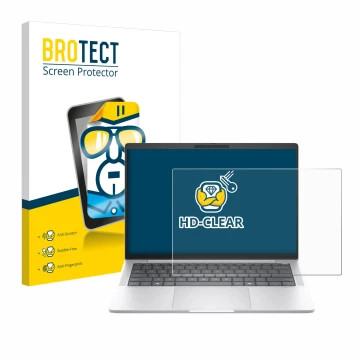 Parte frontale di una confezione del prodotto con il logo del marchio BROTECT. Accanto è raffigurato il dispositivo HP EliteBo