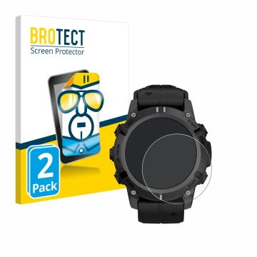 Parte frontale di una confezione del prodotto con il logo del marchio BROTECT. Accanto è raffigurato il dispositivo Garmin Des