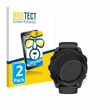 Parte frontale di una confezione del prodotto con il logo del marchio BROTECT. Accanto è raffigurato il dispositivo Garmin Tac