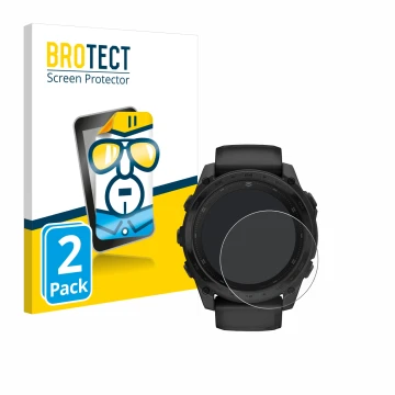 Parte frontale di una confezione del prodotto con il logo del marchio BROTECT. Accanto è raffigurato il dispositivo Garmin Tac