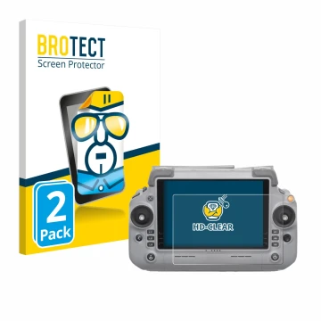 Parte frontale di una confezione del prodotto con il logo del marchio BROTECT. Accanto è raffigurato il dispositivo DJI RC Plu