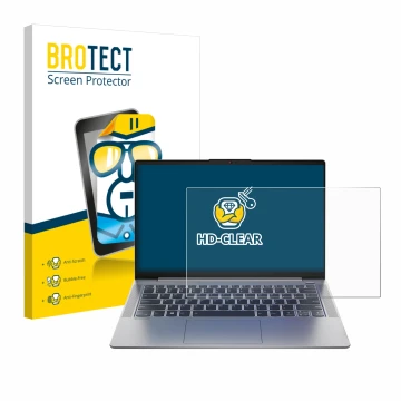 Parte frontale di una confezione del prodotto con il logo del marchio BROTECT. Accanto è raffigurato il dispositivo Lenovo Ide