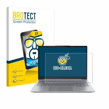 Parte frontale di una confezione del prodotto con il logo del marchio BROTECT. Accanto è raffigurato il dispositivo Lenovo Thi