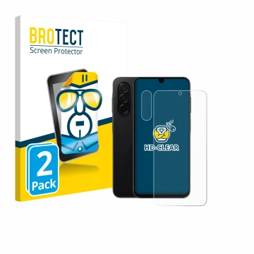 Parte frontale di una confezione del prodotto con il logo del marchio BROTECT. Accanto è raffigurato il dispositivo Samsung Ga